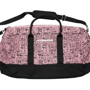 Limited Edition Victorias Secret Pink Black Angel Love Logo Duffle Bag Weekender